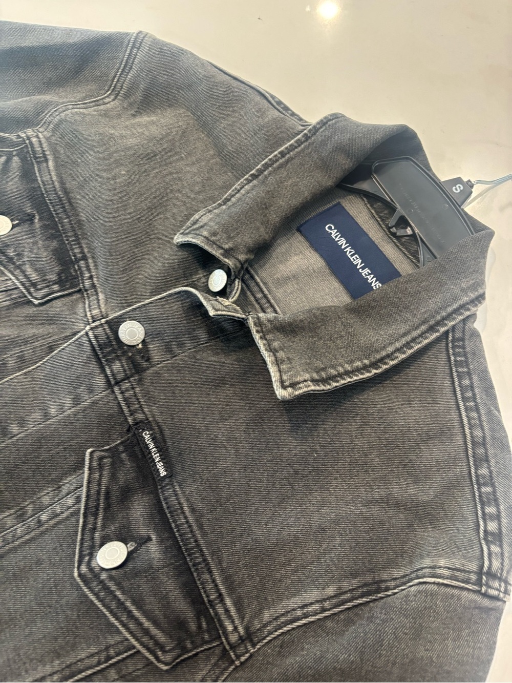 Calvin Klein Jeans Washed Black Denim Jacket - Picture 3 of 5